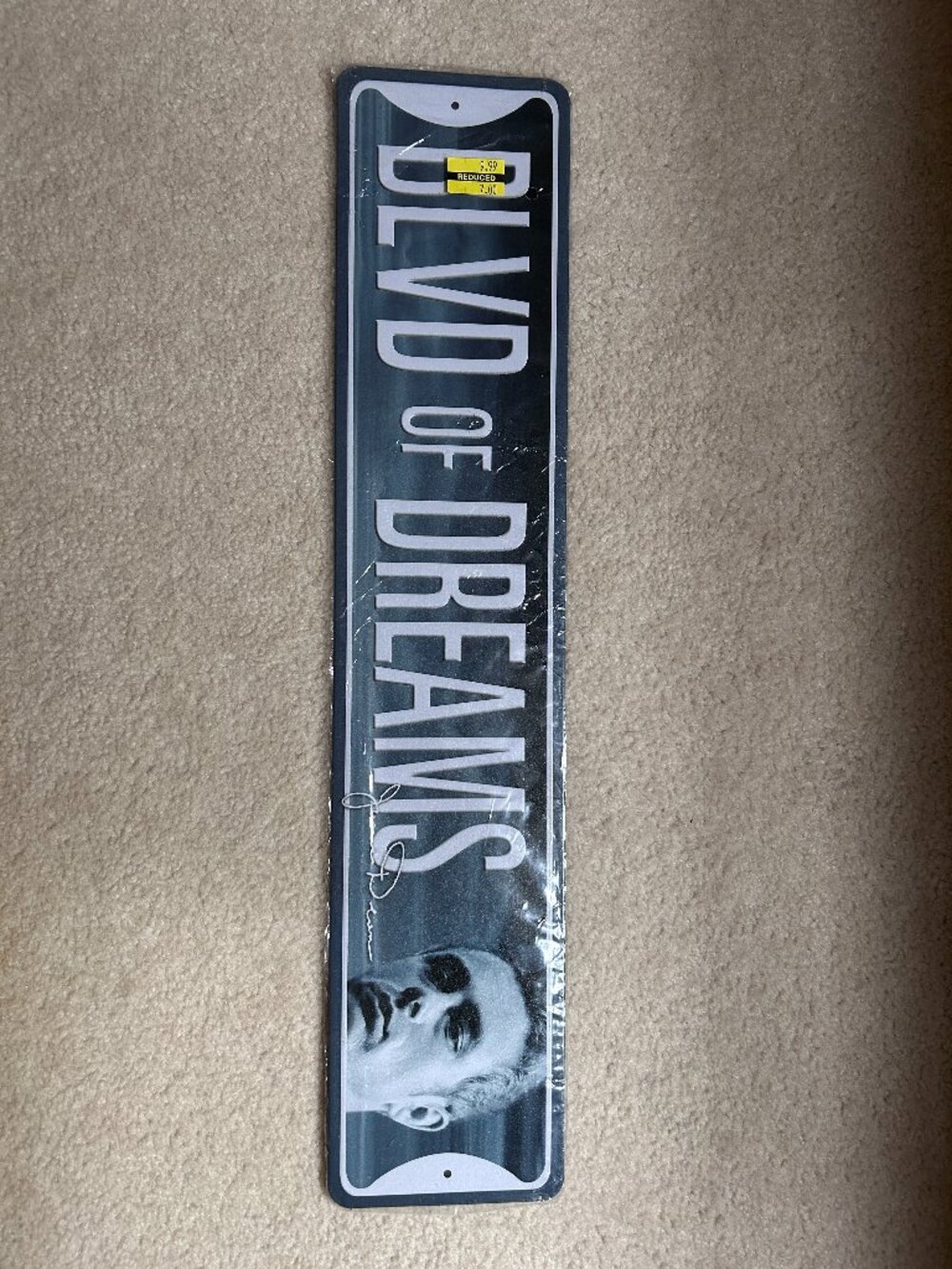 NEW Metal James Dean Blvd of Dreams Street Sign, 24" by 5", Missing Paper Tag